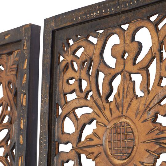 Set of 2 Brown Wood Traditional Wall Decor, 48" x 16"